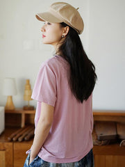 Original Solid Pleats Drawstring Elasticity T-Shitrs