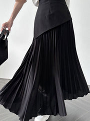 Contrast Color Pleated Split-Joint A-Line Roomy Skirts Bottoms