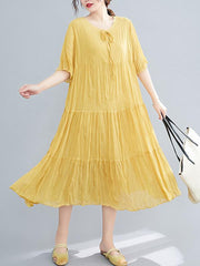 Loose Pleated Chiffon Midi Dress