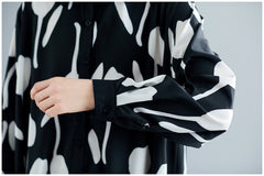 Printed Ruffle Shirt Midi Dress