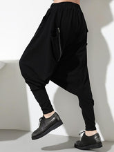 Zipper Simple Loose Solid Harem Pants