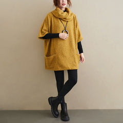 Women High Neck Loose Solid Color Sweatshirt