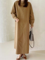 Casual Loose Solid Color Pullover Maxi Dress