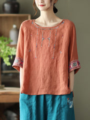 Retro Loose Embroidered T-Shirt