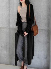 Solid Color Loose Thickening Long Knitting Outwear