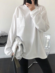 Solid Casual Round Neck Pocket T-Shirt