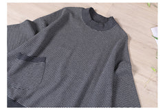 Women Loose Striped High Neck Bottoming Sweatshirt