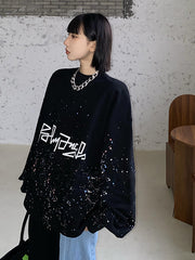 Women Printed Loose Pullover Casual Sweatshirt