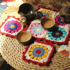Red Daisy Mat Three-piece Set