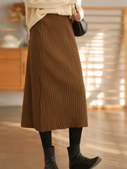Casual Solid Color Pit Stripe Skirt