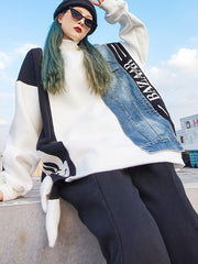 Women Colorblock Printed Loose Sweatshirt