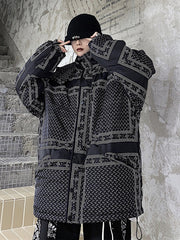 Women Printed Loose Casual Hooded Coat