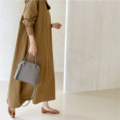 Casual Loose Solid Color Pullover Maxi Dress