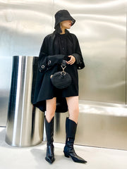 Stand Collar Solid Mini Dress