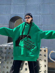 Women Plus Fleece Hooded Casual Sweatshirt