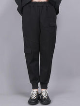 Black Loose Casual Elastic Waist Pocket Pants