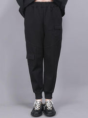 Black Loose Casual Elastic Waist Pocket Pants