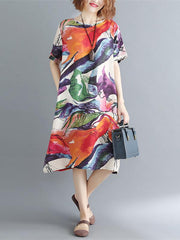 Loose Colorful Long Cotton Dress