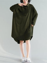 Loose Solid Asymmetrical Shirt Dress