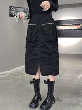 Pleated High Waist Casual Split Skirt