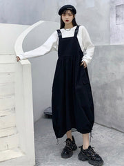 Loose Sleeveless Drawstring Strap Dress Pants