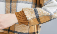 Women Casual Loose Plaid Sweatshirt