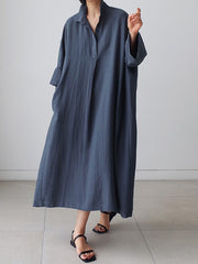 Loose Over The Knee Slim Bat Sleeve Retro Dress