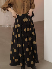 Retro Polka Dot High Waist A-Line Pleated Skirt