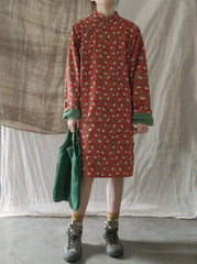 Retro Diagonal Single-Breasted Midi Dress