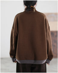 Half Button Collar Patch Embroidery Sweatshirt