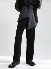 Simple Irregular Color-Block Wide-Leg Pants