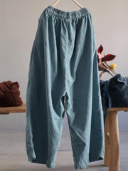 Casual Solid Denim Wide Leg Pants