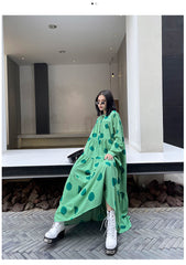 Women Round Neck Polka Dot Retro Dress