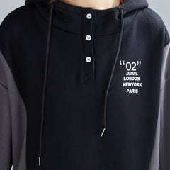 Women Thick Hooded Color Matching Casual Sweatshirt