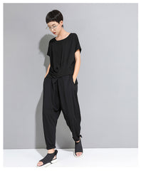 High Waist Loose Stretch Harem Pants Cropped Pants