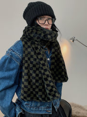 Retro Versatile Checkerboard Scarf