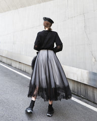 Women Lace Stitching Mesh Skirt