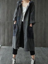 Retro Printed Loose Denim Long Outwear