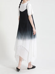 Gradient Irregular Big Hem Contrast Dress