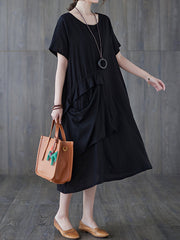 Short Sleeves Round Neck Lace Maxi Dress