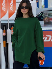 Asymmetrical Split Loose Sweatshirt With Holes