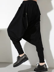 Mid-Waist Zipper Loose Harem Pants Baggy Pants