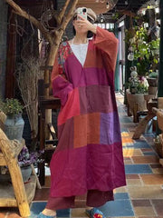 Vintage Literary Loose V-Neck Midi Dresss