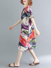 Loose Colorful Long Cotton Dress