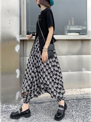 Lightweight Elastic High Waiste Wide Leg Printed Casual Pants