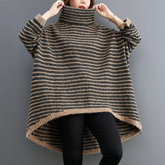 Plus Size Women's Loose Striped Long Sleeve Sweater