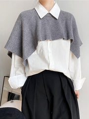 Women High Waist Knitted Casual Short Sweater