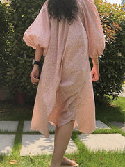 Loose Puff Sleeve Floral Midi Dress