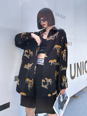 Long Sleeves Leopard Pringted Blouse