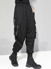 Zipper Split-Joint Solid Harem Pants